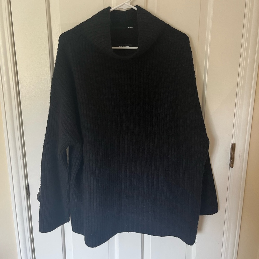 Naadam Merino Cashmere Oversized Ribbed Turtleneck